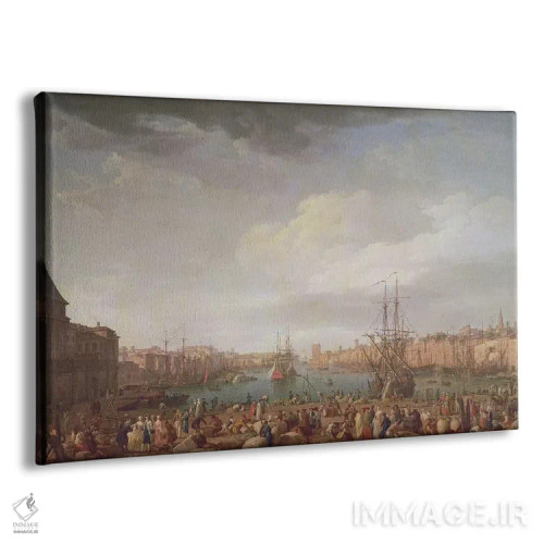 تابلو 1754,نمای صبحگاهی از بندر داخلی مارسی و ساختمان ساعت پارک، ۱۷۵۴ اثر کلاد ژوزف ورنه - نمای پرسپکتیو محصول