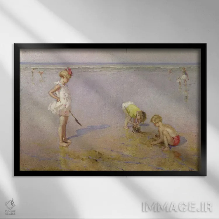 تابلو منظرهٔ ساحل اثر شارل-گارابد آتامیان (نقاش ارمنی-فرانسوی) - نمای قابدار مشکی