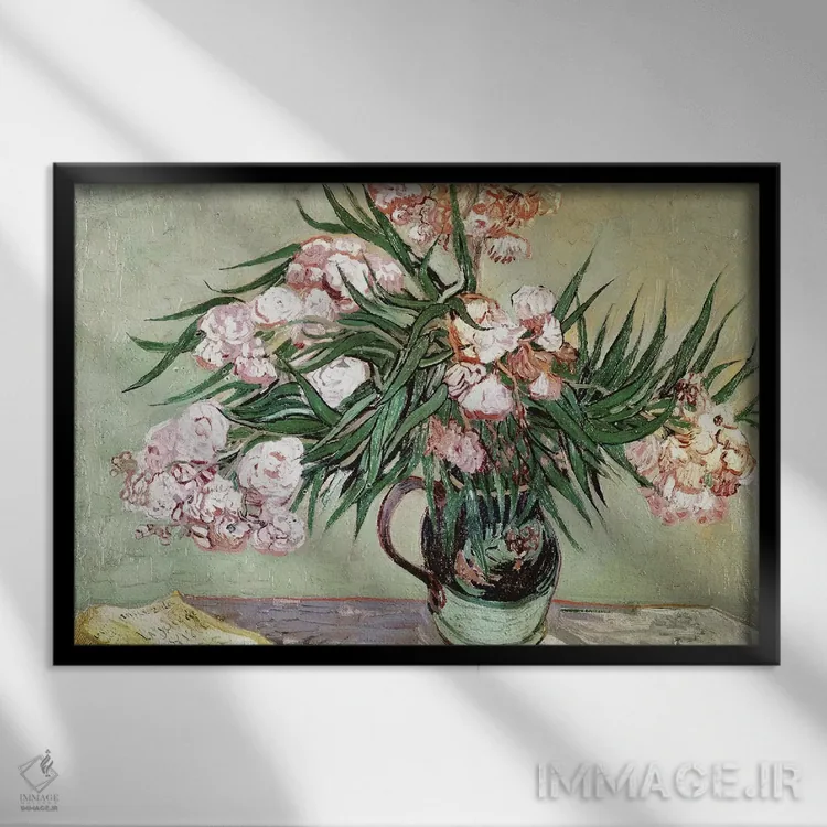 تابلو 1888,دفنههای وحشی و کتابها، ۱۸۸۸ اثر ونسان ون گوگ (نقاش مشهور هلندی پستامپرسیونیسم) - نمای قابدار مشکی