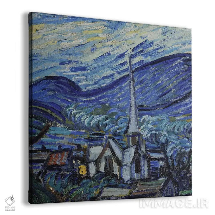تابلو June 1889,شب پرستاره، ژوئن ۱۸۸۹ اثر ونسان ون گوگ (نقاش مشهور هلندی پستامپرسیونیسم) - نمای پرسپکتیو محصول