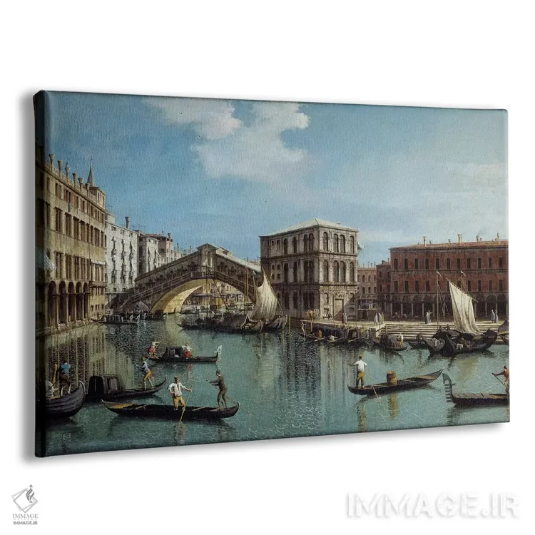 تابلو نقاشی پل ریالتو در ونیز اثر کانالتو (نقاش ایتالیایی ونیزی منظره) - نمای پرسپکتیو محصول