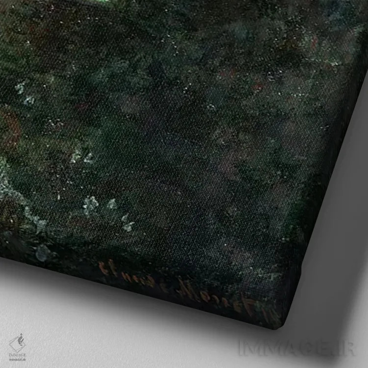 تابلو 1904,نیلوفرهای آبی، ۱۹۰۴ اثر کلود مونه (نقاش معروف فرانسوی) - نمای نزدیک بافت بوم