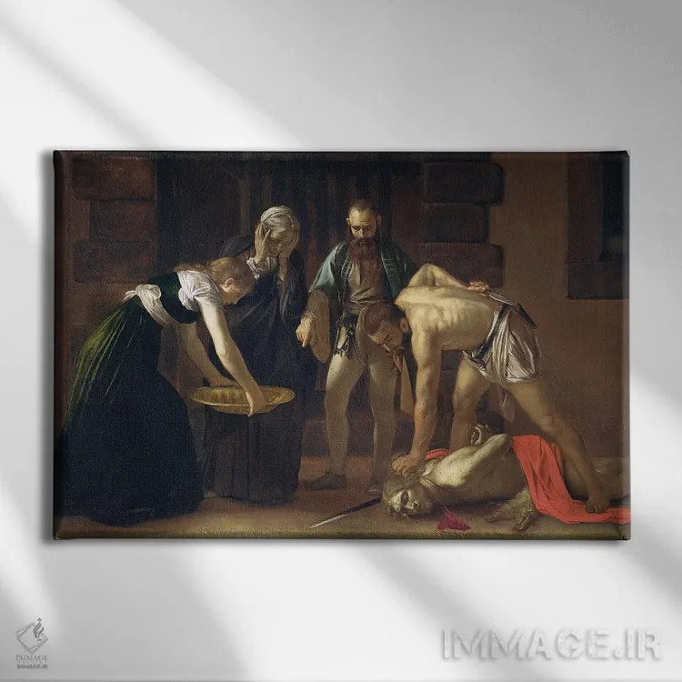تابلو 1608,سر بریدن یوحنا تعمیددهنده، ۱۶۰۸ اثر میکلآنژو مریزی دا کاراواجو (کاراواجو؛ نقاش بزرگ ایتالیایی) - نمای روبهرو روی دیوار