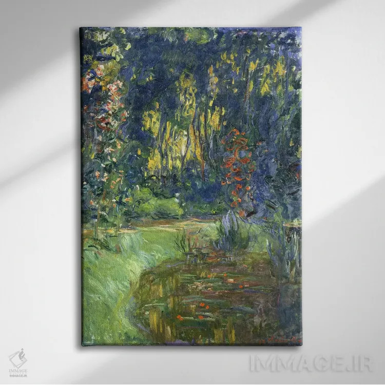 تابلو 1923,باغ ژیورنی، ۱۹۲۳ اثر کلود مونه (نقاش معروف فرانسوی) - نمای روبهرو روی دیوار