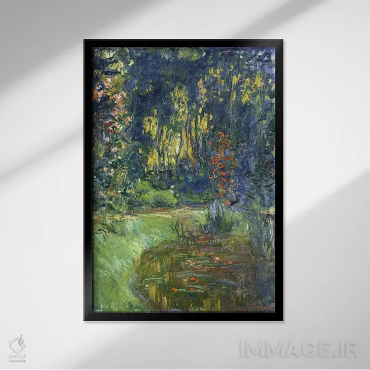 تابلو 1923,باغ ژیورنی، ۱۹۲۳ اثر کلود مونه (نقاش معروف فرانسوی) - نمای قابدار مشکی