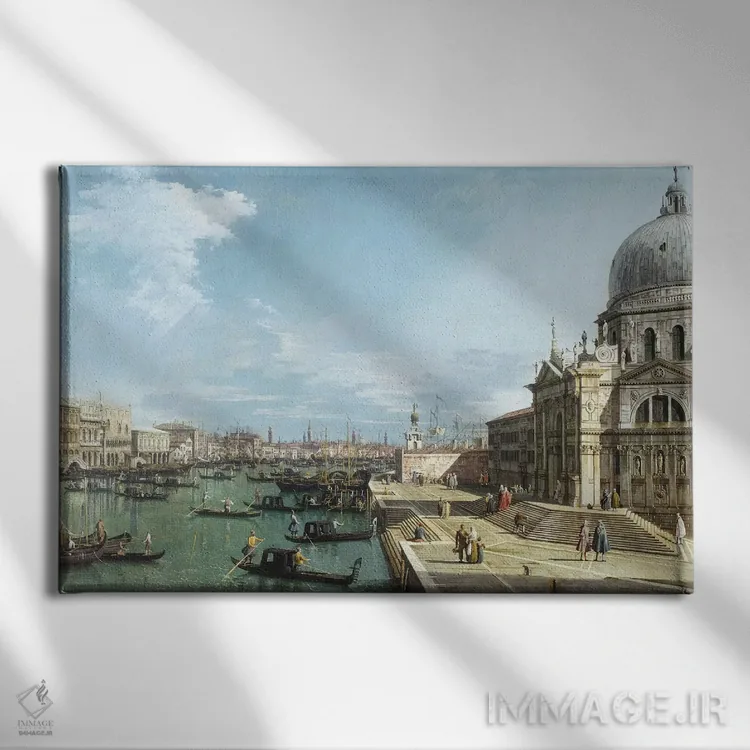 تابلو Venice,ورودی کانال بزرگ و کلیسای سانتا ماریا دلا سالوته، ونیز اثر کانالتو (نقاش ایتالیایی ونیزی منظره) - نمای روبهرو روی دیوار