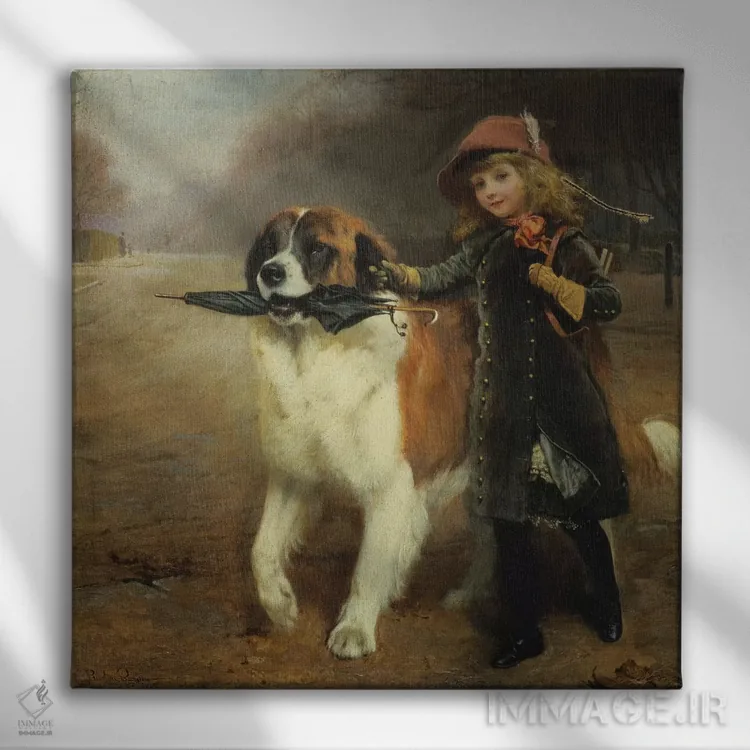 تابلو 1883,رفتن به مدرسه، ۱۸۸۳ اثر چارلز برتون باربر (نقاش بریتانیایی) - نمای روبهرو روی دیوار