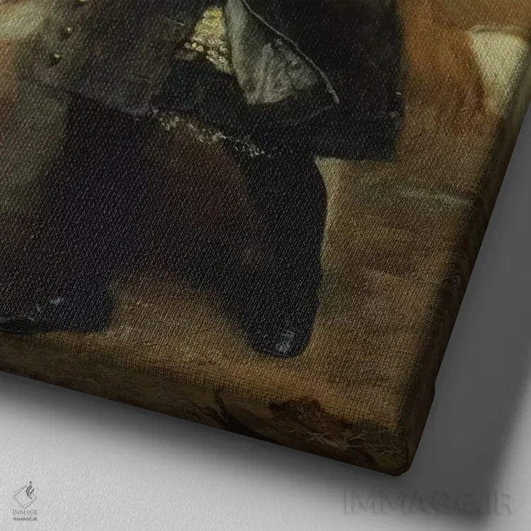 تابلو 1883,رفتن به مدرسه، ۱۸۸۳ اثر چارلز برتون باربر (نقاش بریتانیایی) - نمای نزدیک بافت بوم