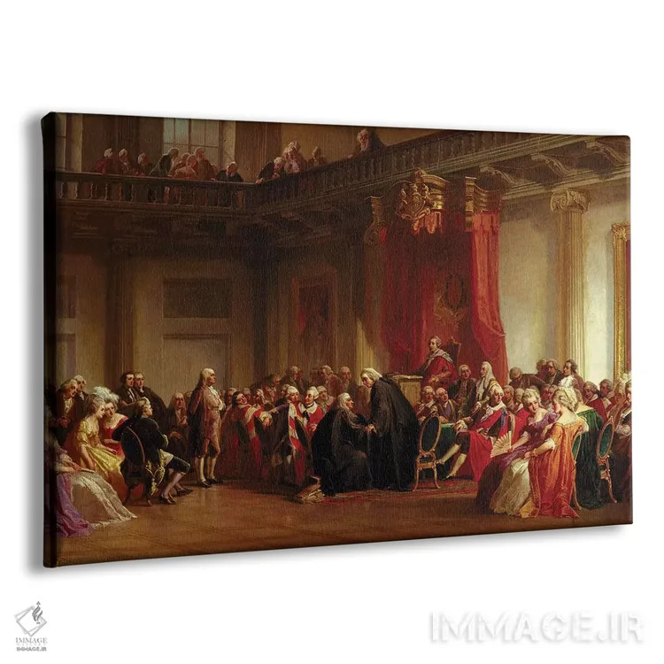 تابلو بنجامین فرانکلین در حضور شورای خصوصی اثر کریستین شوسله - نمای پرسپکتیو محصول