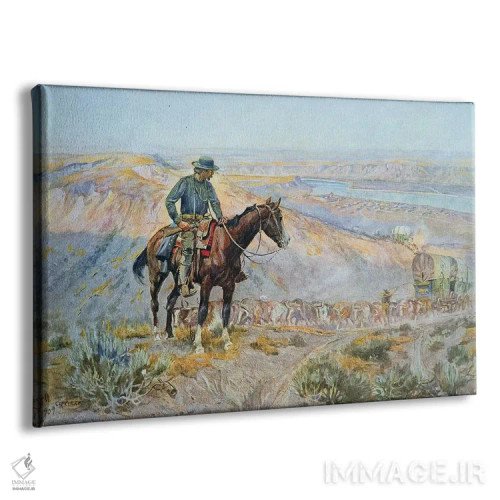 تابلو رئیس واگن اثر چارلز ماریون راسل (نقاش و مجسمهساز وسترن آمریکا) - نمای پرسپکتیو محصول