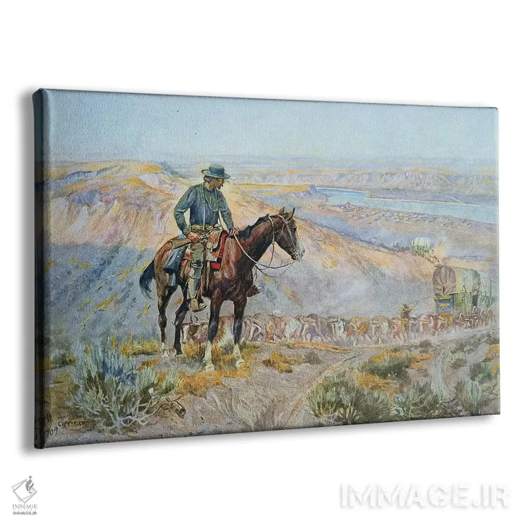 تابلو رئیس واگن اثر چارلز ماریون راسل (نقاش و مجسمهساز وسترن آمریکا) - نمای پرسپکتیو محصول