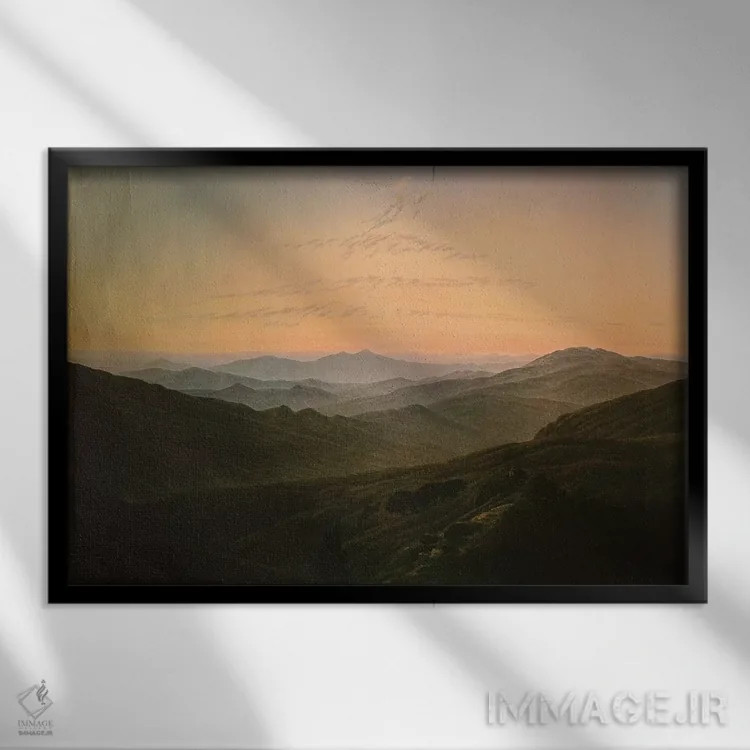 تابلو سپیدهدم اثر کاسپار داوید فریدریش (نقاش رمانتیک آلمانی) - نمای قابدار مشکی