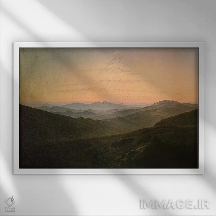 تابلو سپیدهدم اثر کاسپار داوید فریدریش (نقاش رمانتیک آلمانی) - نمای قابدار سفید