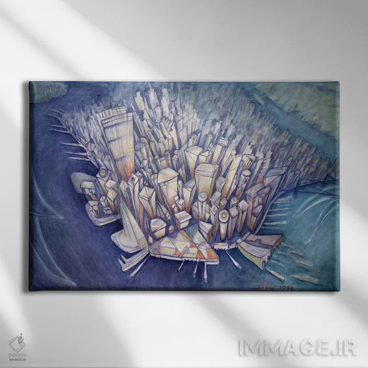 تابلو 1994,منهتن از بالا، ۱۹۹۴ اثر شارلوت جانسون وال - نمای روبهرو روی دیوار