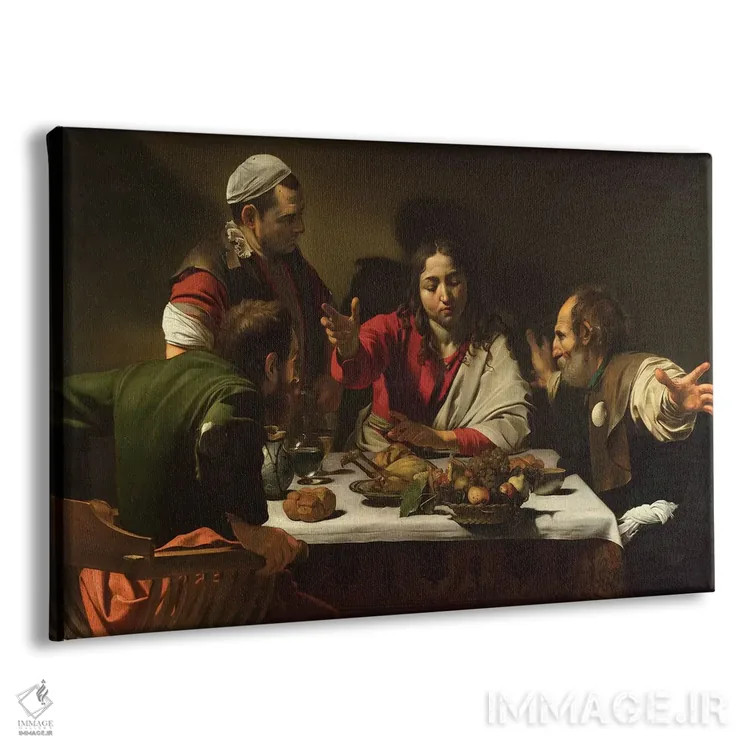 تابلو 1601,شام در عمواس، ۱۶۰۱ (نقاشی معنویتی) اثر میکلآنژو مریزی دا کاراواجو (کاراواجو؛ نقاش بزرگ ایتالیایی) - نمای پرسپکتیو محصول