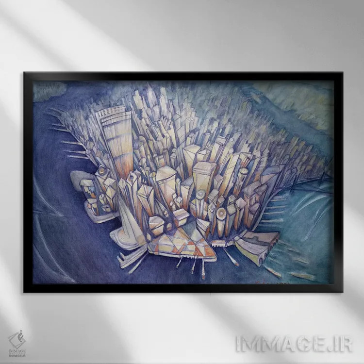 تابلو 1994,منهتن از بالا، ۱۹۹۴ اثر شارلوت جانسون وال - نمای قابدار مشکی