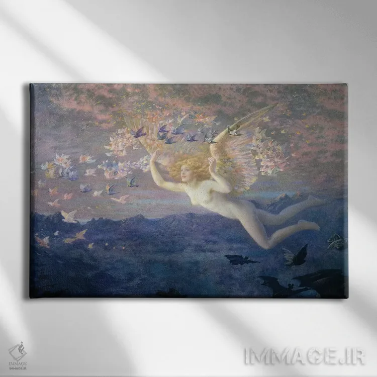 تابلو 1905,بر بالهای صبح، ۱۹۰۵ اثر ادوارد رابرت هیوز - نمای روبهرو روی دیوار