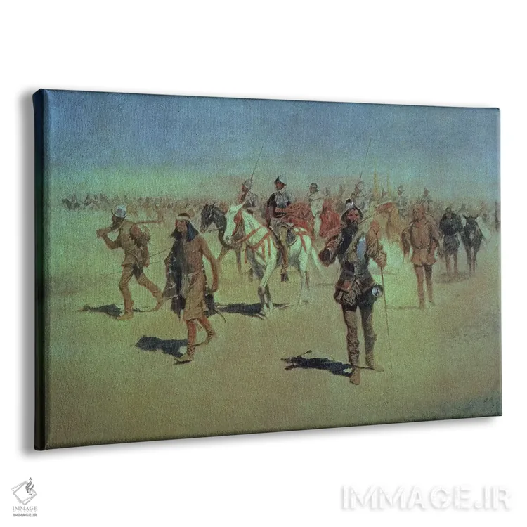 تابلو 1905,فرانسیسکو واسکز د کروناادو در حال عبور از نیومکزیکو، ۱۹۰۵ اثر فردریک رمینگتون (هنرمند آمریکایی غرب) - نمای پرسپکتیو محصول