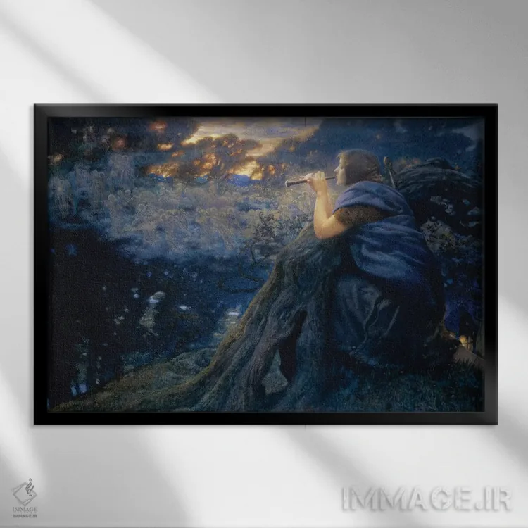 تابلو 1911,خیالپردازیهای غروب، ۱۹۱۱ اثر ادوارد رابرت هیوز - نمای قابدار مشکی