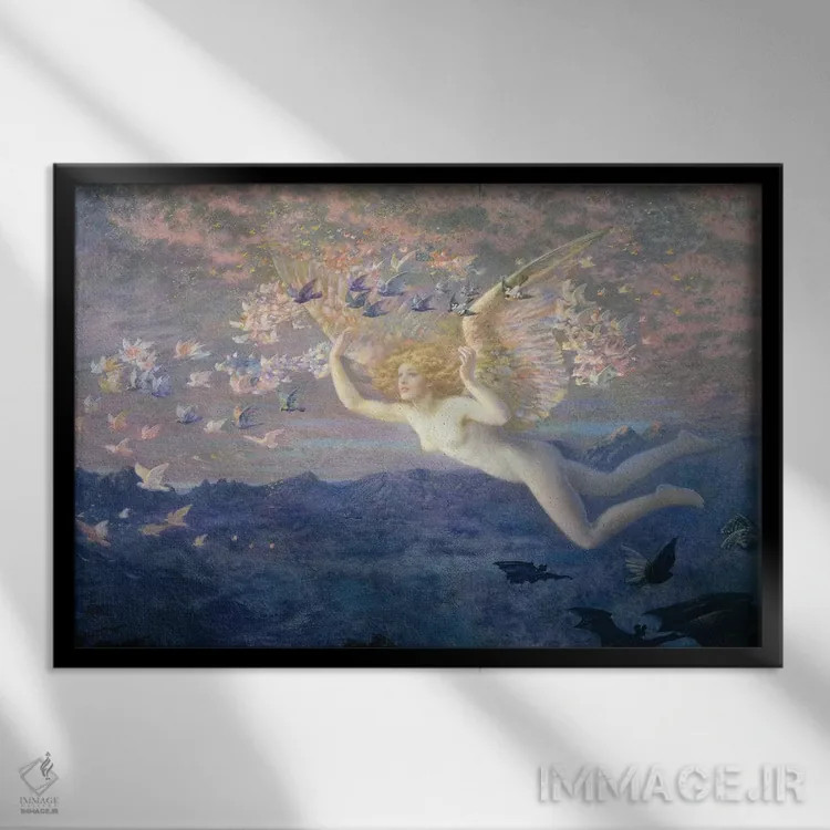 تابلو 1905,بر بالهای صبح، ۱۹۰۵ اثر ادوارد رابرت هیوز - نمای قابدار مشکی