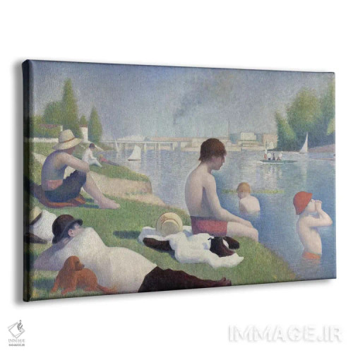 تابلو 1884,شناگران در اسنیِر، ۱۸۸۴ اثر ژرژ سورا (نقاش نئوامپرسیونیست فرانسوی) - نمای پرسپکتیو محصول