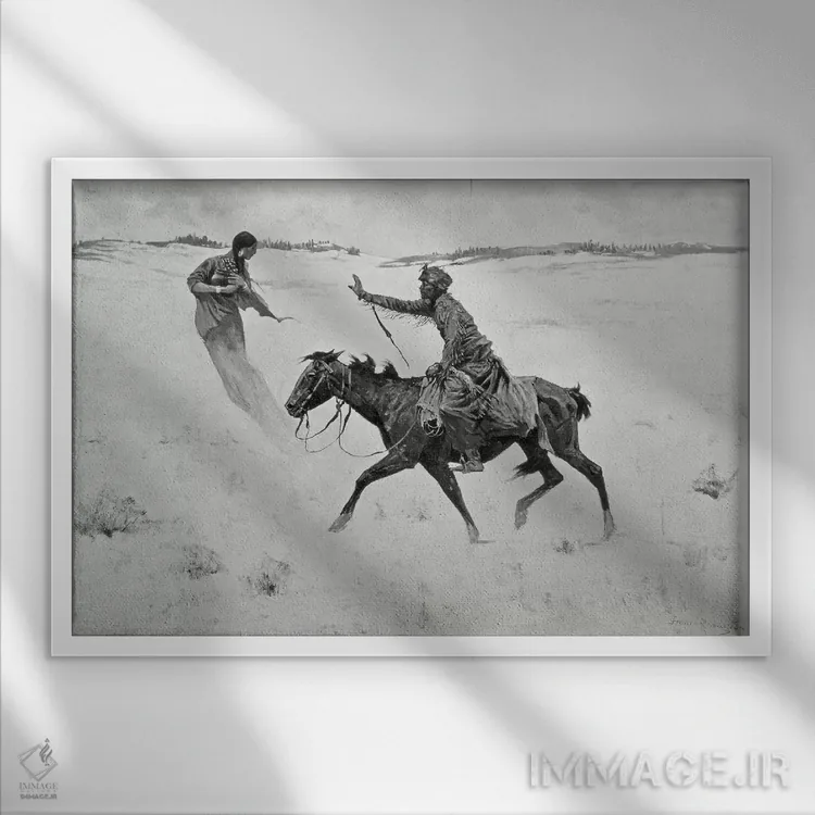 تابلو or The Vision,چگونه دستور شماره ۶ اجرا شد، یا رؤیا اثر فردریک رمینگتون (هنرمند آمریکایی غرب) - نمای قابدار سفید