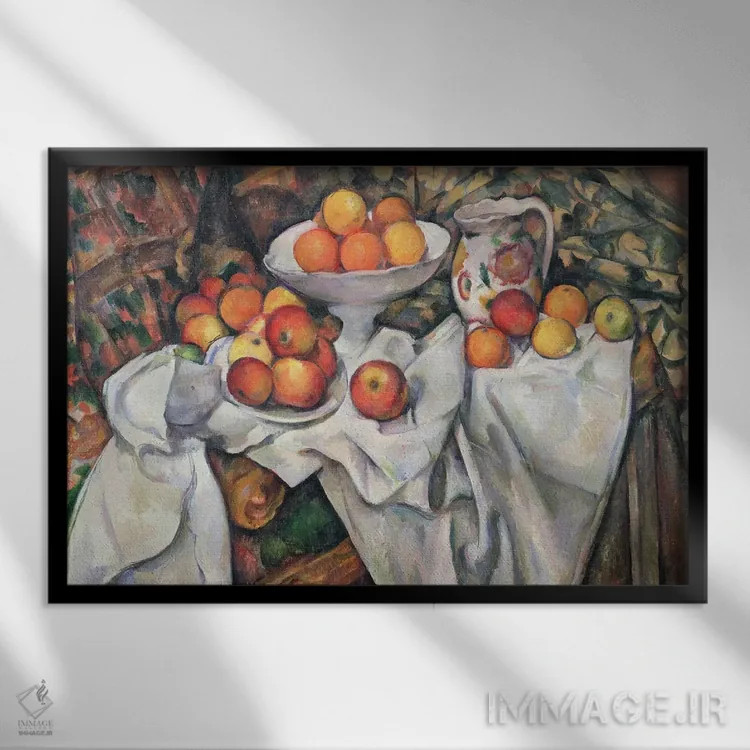 تابلو 1895-1900,سیب و پرتقال، ۱۸۹۵-۱۹۰۰ اثر پل سزان - نمای قابدار مشکی