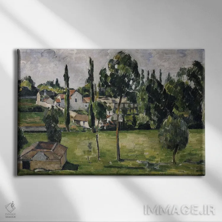 تابلو c.1879,منظره با خط آب، حدود ۱۸۷۹ اثر پل سزان - نمای روبهرو روی دیوار