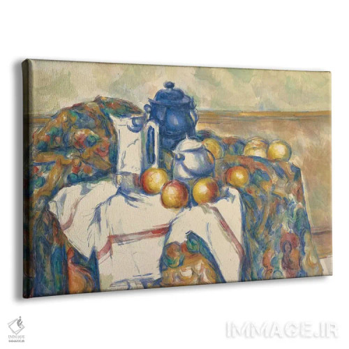 تابلو c.1900,طبیعت بیجان با ظرف آبی، حدود ۱۹۰۰ اثر پل سزان - نمای پرسپکتیو محصول