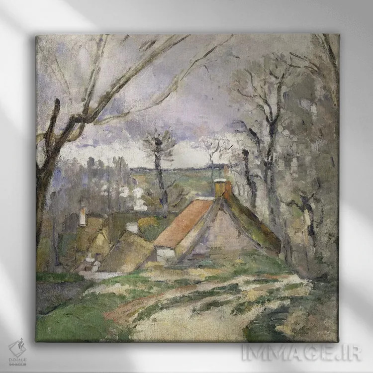 تابلو 1872-73,کلبههای اوور، ۱۸۷۲-۷۳ اثر پل سزان - نمای روبهرو روی دیوار