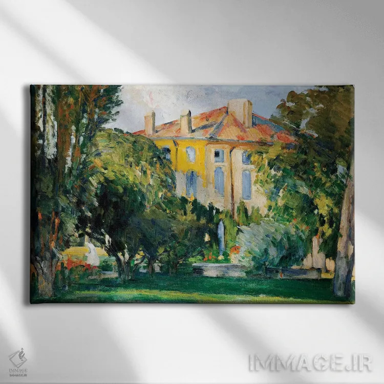 تابلو 1882-85,خانه در ژا د بوفان، ۱۸۸۲-۸۵ اثر پل سزان - نمای روبهرو روی دیوار