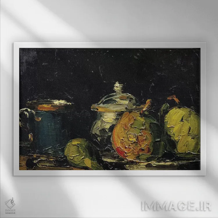 تابلو c.1865,طبیعت بیجان، حدود ۱۸۶۵ اثر پل سزان - نمای قابدار سفید