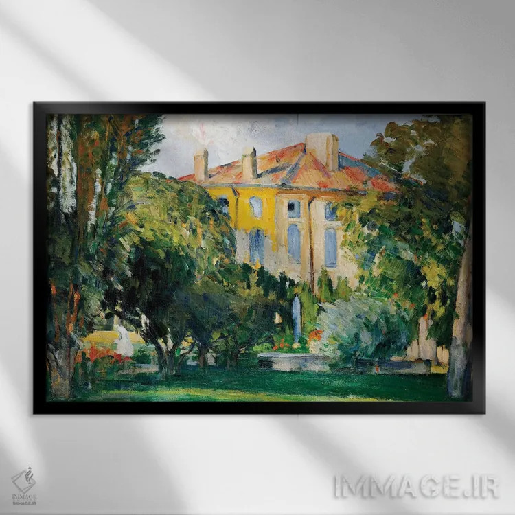 تابلو 1882-85,خانه در ژا د بوفان، ۱۸۸۲-۸۵ اثر پل سزان - نمای قابدار مشکی