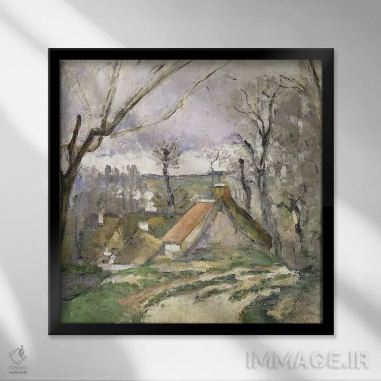 تابلو 1872-73,کلبههای اوور، ۱۸۷۲-۷۳ اثر پل سزان - نمای قابدار مشکی