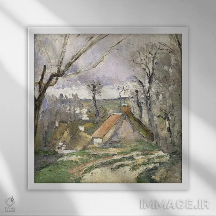 تابلو 1872-73,کلبههای اوور، ۱۸۷۲-۷۳ اثر پل سزان - نمای قابدار سفید