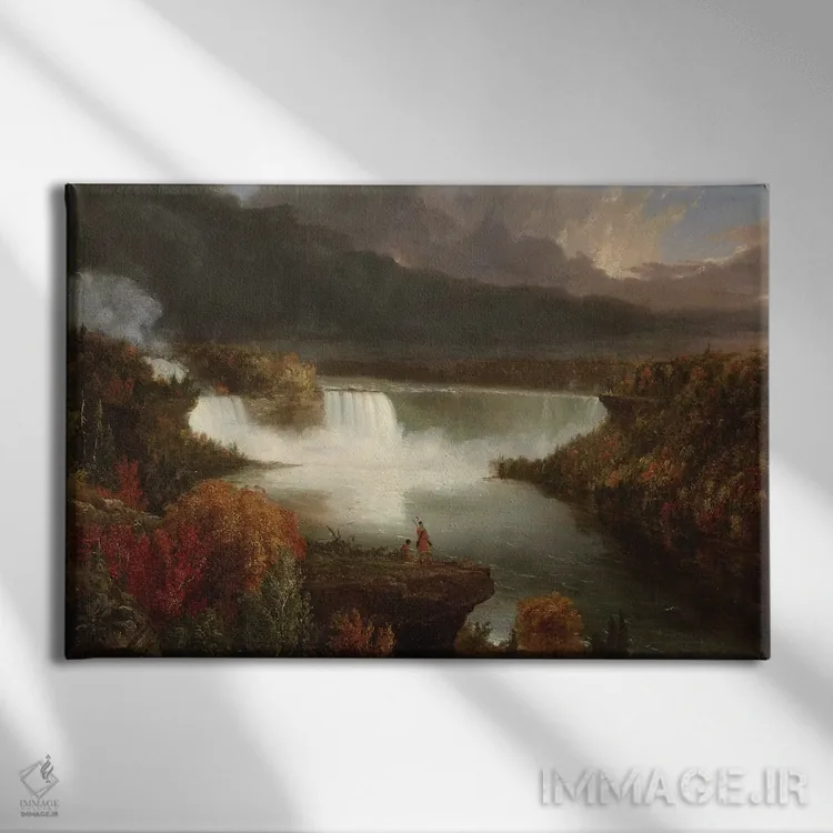 تابلو 1830,نمای دور از آبشار نیاگارا، ۱۸۳۰ اثر توماس کول (نقاش آمریکایی سبک منظره) - نمای روبهرو روی دیوار