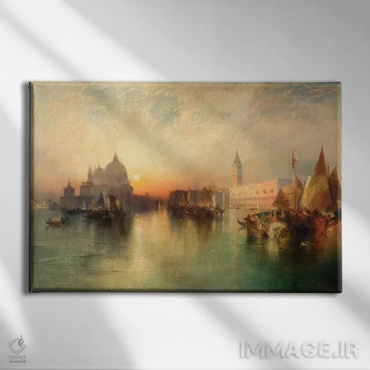 تابلو 1895,نمای ونیز، ۱۸۹۵ اثر توماس موران (نقاش منظره آمریکایی) - نمای روبهرو روی دیوار