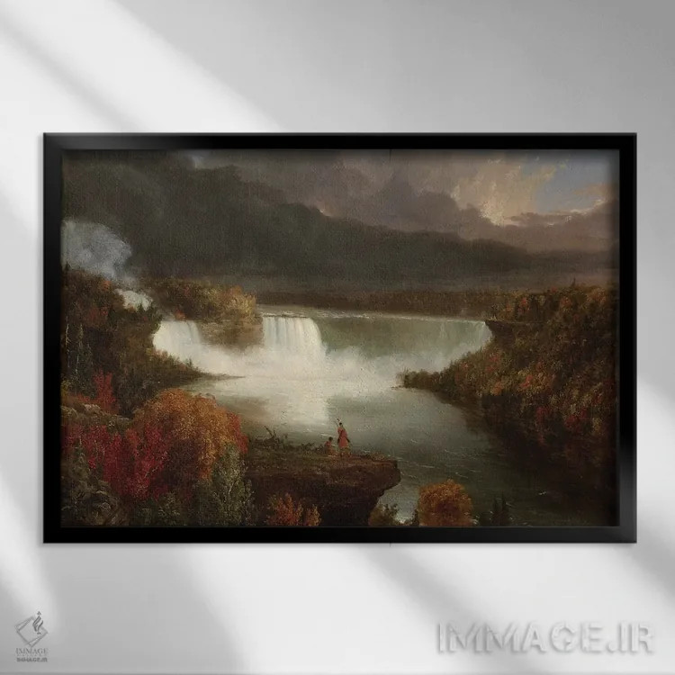تابلو 1830,نمای دور از آبشار نیاگارا، ۱۸۳۰ اثر توماس کول (نقاش آمریکایی سبک منظره) - نمای قابدار مشکی