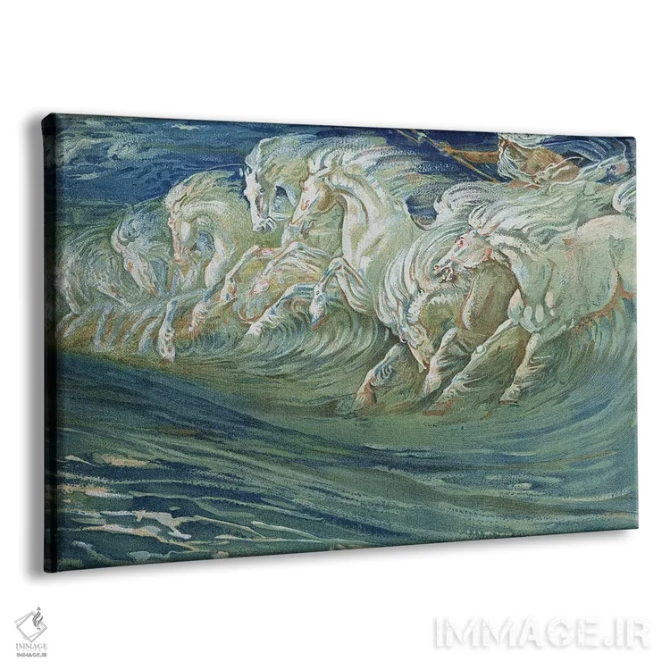 تابلو illustration for 'The Greek Mythological Legend', published in London, 1910,اسبهای نپتون (تصویرگری افسانه اسطورهای یونان)، لندن، ۱۹۱۰ اثر والتر کرین - نمای پرسپکتیو محصول