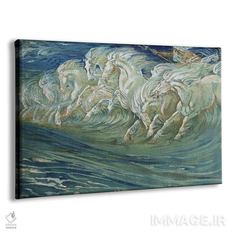 تابلو illustration for 'The Greek Mythological Legend', published in London, 1910,اسبهای نپتون (تصویرگری افسانه اسطورهای یونان)، لندن، ۱۹۱۰ اثر والتر کرین - نمای پرسپکتیو محصول