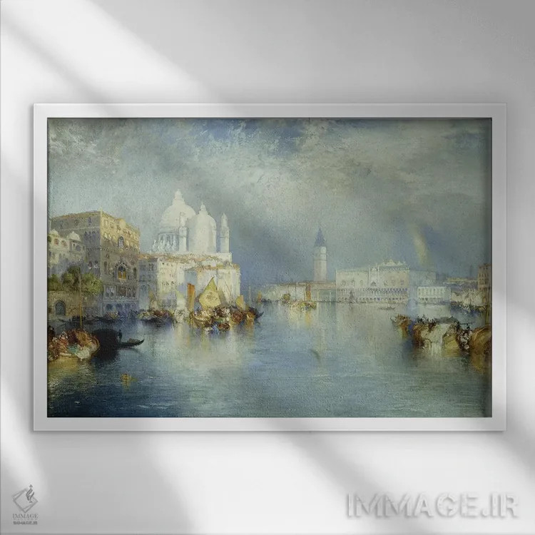 تابلو Venice, 1903,کانال بزرگ ونیز، ۱۹۰۳ اثر توماس موران (نقاش منظره آمریکایی) - نمای قابدار سفید