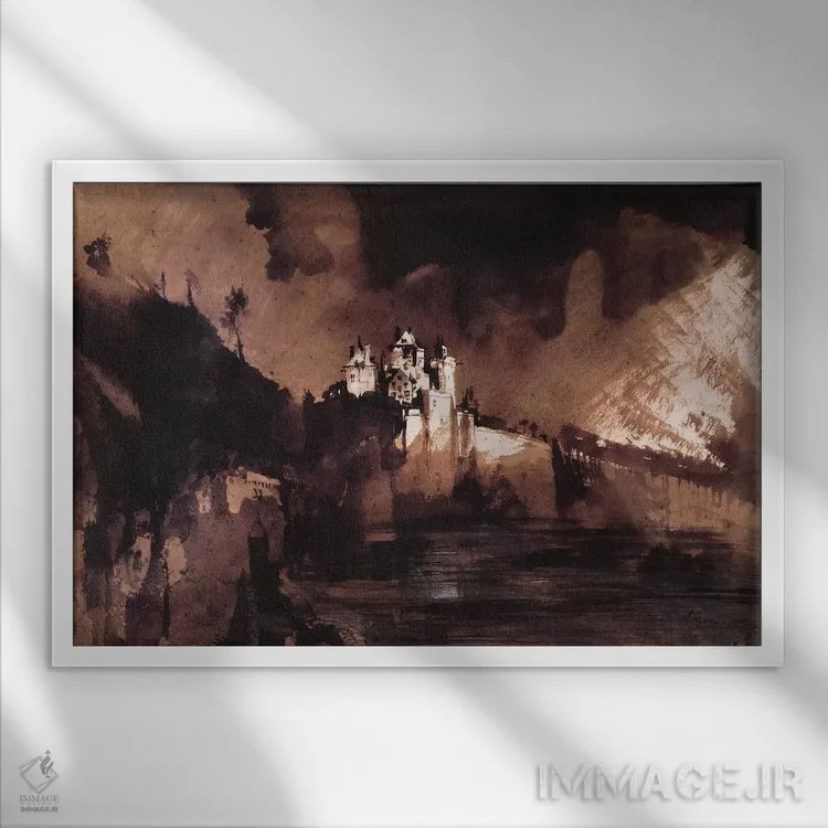 تابلو قلعه اثر ویکتور هوگو (نویسنده و هنرمند فرانسوی) - نمای قابدار سفید