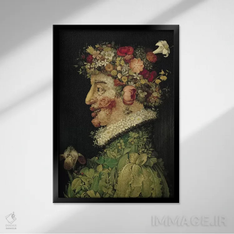 تابلو 1563,بهار، ۱۵۶۳ اثر جوزپه آرچیمبولدو (نقاش سورئالیست ایتالیایی) - نمای قابدار مشکی