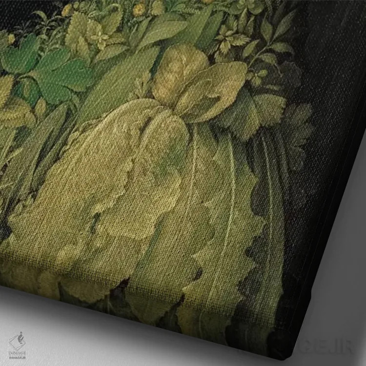 تابلو 1563,بهار، ۱۵۶۳ اثر جوزپه آرچیمبولدو (نقاش سورئالیست ایتالیایی) - نمای نزدیک بافت بوم