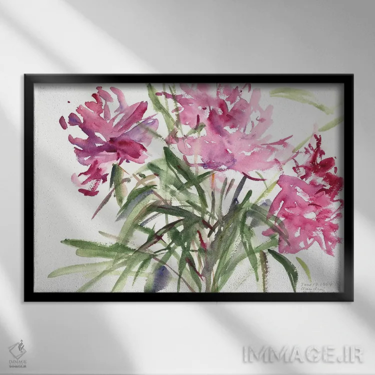 تابلو 2004,گل صدتومانی، ۲۰۰۴ اثر کلودیا هاچینس-پوشاوی - نمای قابدار مشکی