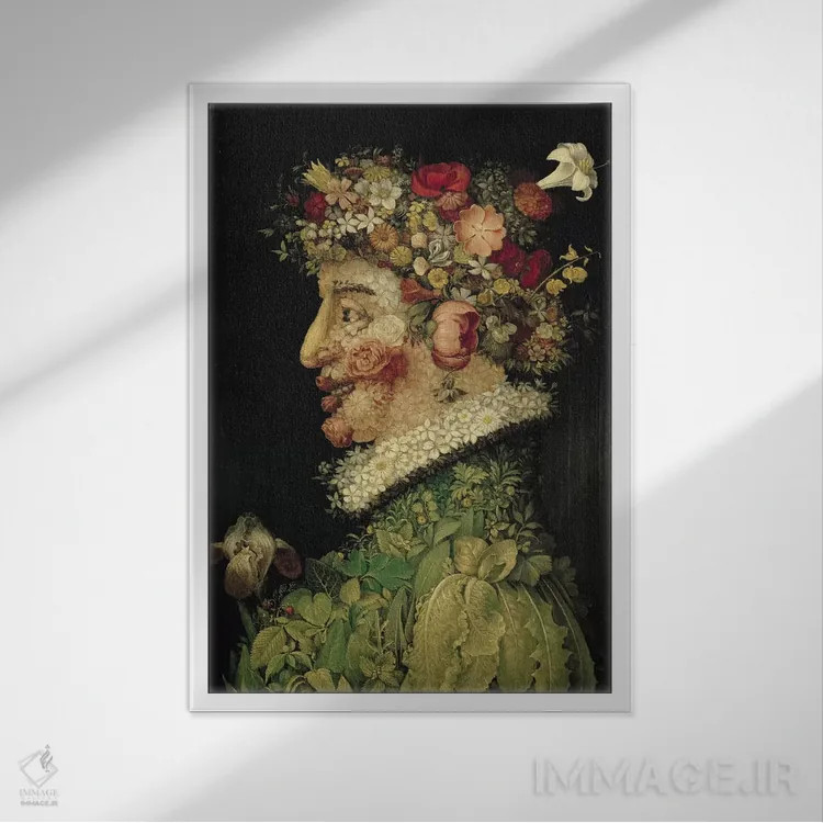 تابلو 1563,بهار، ۱۵۶۳ اثر جوزپه آرچیمبولدو (نقاش سورئالیست ایتالیایی) - نمای قابدار سفید