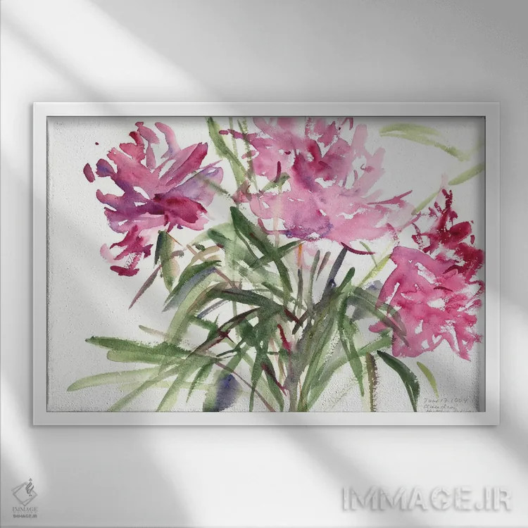 تابلو 2004,گل صدتومانی، ۲۰۰۴ اثر کلودیا هاچینس-پوشاوی - نمای قابدار سفید