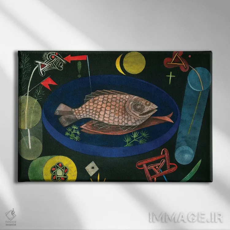 تابلو دور ماهی، ۱۹۲۶ اثر پل کله - نمای روبهرو روی دیوار