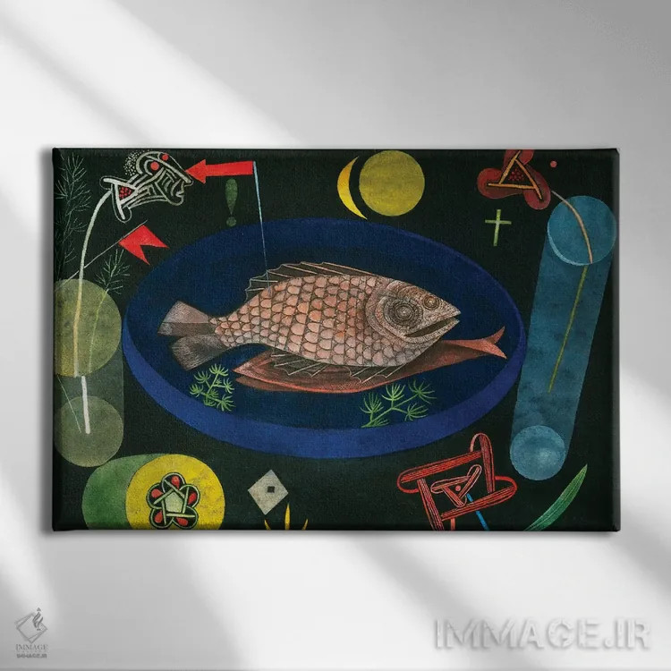 تابلو دور ماهی، ۱۹۲۶ اثر پل کله - نمای روبهرو روی دیوار