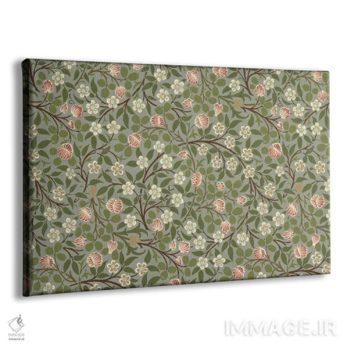 تابلو گل ریز صورتی و سفید اثر ویلیام موریس (طراح و هنرمند بریتانیایی) - نمای پرسپکتیو محصول